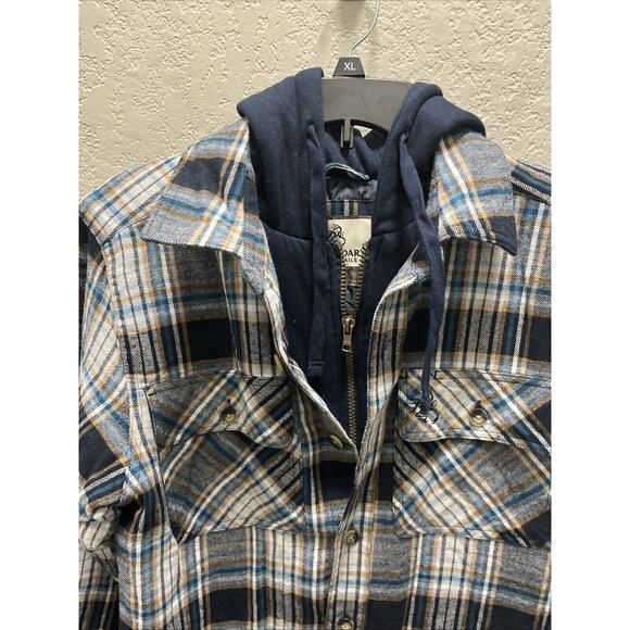 Legendary Whitetails Blue Plaid Quilt Lined Hooded Flannel Shirt Mens Small - Picture 5 of 8
